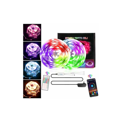 5050 - Striscia di luci a LED RGBW, 10 m, 180 LED, BT, APP, dimmerabile, con funzione timer, per illuminazione della casa, cucina, TV, feste, 5 m x 2