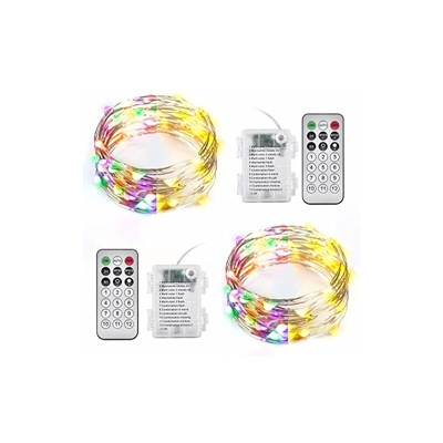 2 confezioni di luci a LED a luce bianca calda e multicolore, 5 m, 50 LED, telecomando, timer 12 modalitÃ opzionali, luci Twinkle, luci a LED