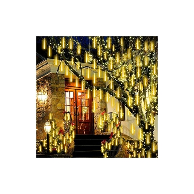 Meteore luci da doccia LED 8 tubi 30 cm luci di pioggia meteore per la decorazione di Natale, giardino esterno e festa, impermeabile IP65 USB (bianco