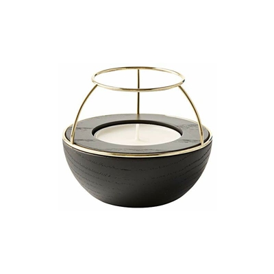 Flaming Rings 4In1 Tea Light Holder_1 Pc._Brass/Black Oak