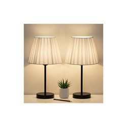 Set di 2 lampade da tavolo, piccole lampade da comodino con paralume in tessuto bianco, lampada da comodino per soggiorno, ufficio, camera da letto, en oferta