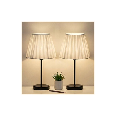 Set di 2 lampade da tavolo, piccole lampade da comodino con paralume in tessuto bianco, lampada da comodino per soggiorno, ufficio, camera da letto,