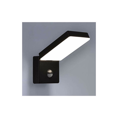 AGATE-BK - Lampada da parete a LED, con sensore di movimento, orientabile, 15 W, colore: Nero