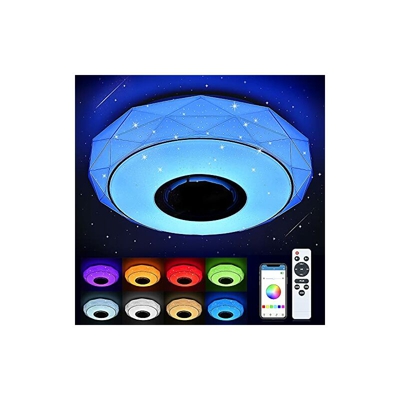 Lampada da soffitto con altoparlante Bluetooth, lampada da soffitto a LED, con telecomando e app, 32 W, dimmerabile, cambia colore, musica, cielo