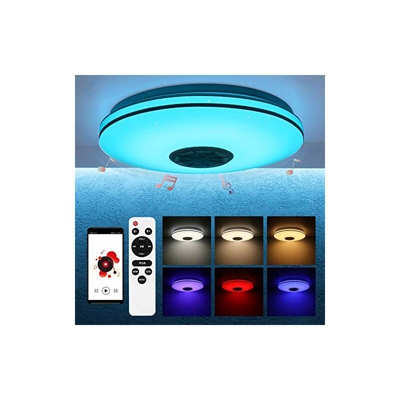 Plafoniera LED musicale con altoparlante Bluetooth, 36 W, 5800 lm, RGB per interni, da incasso, Smart Control, luce bianca calda, per camera da