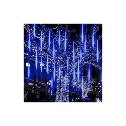 Meteore luci da doccia LED 8 tubi 30 cm luci di pioggia meteore per la decorazione di Natale, giardino esterno e festa, impermeabile IP65 USB (blu) precio