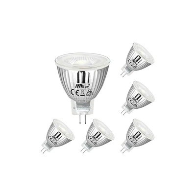 MR11 - Lampadina LED GU4, 5 W, sostituisce lampadina a incandescenza da 45 W, 400 lumen, 38°, AC/DC 12 V, ø 35 x 42 mm, confezione da 6