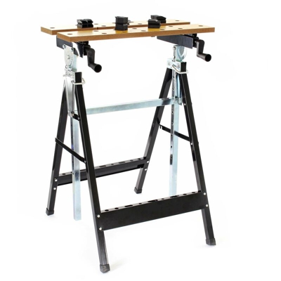 Banco da lavoro pieghevole regolabile 62,5x60,5x(84,5-115,5)cm con portautensili righello goniometro