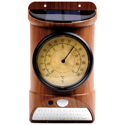 Solare lampada da parete esterna, umano sensore a infrarossi di controllo della luce + | bianco, grano di legno marrone termometro modelli - bianco,