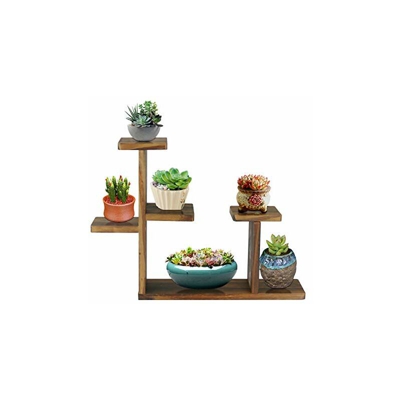 Mini supporto per piante in legno, multistrato, piccolo ripiano per fiori, da giardino, per interni, balcone, davanzale, 39,5 x 9,5 x 33 cm (marrone)