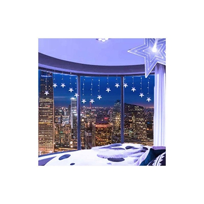 28 LED, 1,1 m, luci a forma di stella, 24 V, tensione e bassa corrente, luci a stelo, con stella in plastica per la decorazione di tende da finestra
