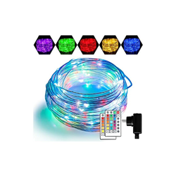 Catena luminosa a LED da 20 m, per esterni, 200 LED colorati, alimentata a corrente, 16 colori con telecomando e spina, catena luminosa colorata per en oferta