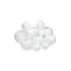 Meisax - 12 lanterne di carta, 15 x 20 x 25 x 30 cm, rotonde, per matrimonio, decorazione di carta, colore: Bianco características