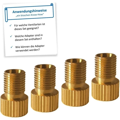 Adattatore per valvola per bicicletta Confezione da 4 - Adattatore per valvola per valvola DV SV - Adattatore per valvola per bicicletta con