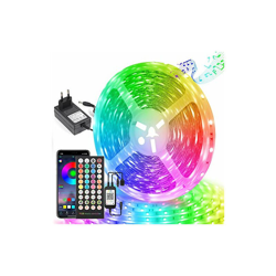 Striscia LED Bluetooth 20 M, RGB LED, sincronizzazione musicale, cambia colore, telecomando con 40 tasti, microfono integrato, sensibile microfono en oferta