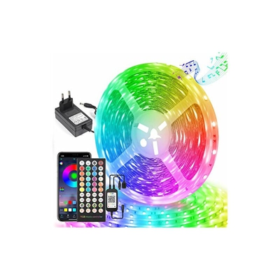 Striscia LED Bluetooth 20 M, RGB LED, sincronizzazione musicale, cambia colore, telecomando con 40 tasti, microfono integrato, sensibile microfono