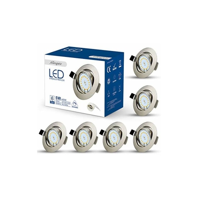 Set di 6 faretti da incasso a LED GU10 da 5 W, orientabili, luce bianca calda, 230 V