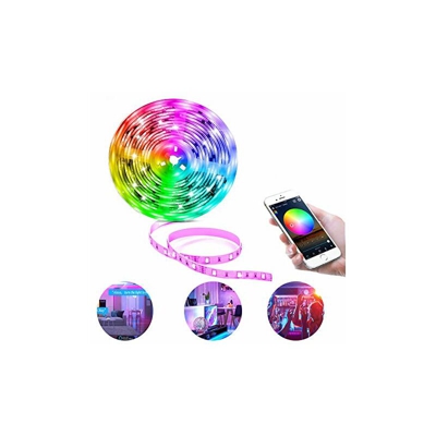 Striscia di luci LED WiFi, 16 milioni di colori, funziona con Alexa, Google Home Brighter 5050 LED 18.00watts - Lewentech