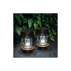 2 lanterne a energia solare da appendere per esterni, lampada da giardino a LED, vintage, con manico, per vialetti, cortile, patio, decorazione en oferta