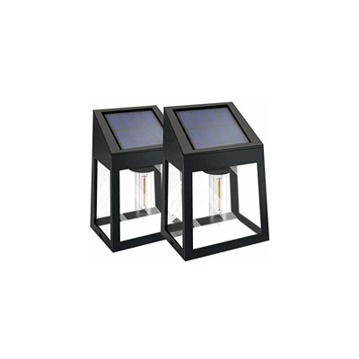 Lampada solare da parete con lampadina Edison per recinzioni all'aperto, senza fili, impermeabile IP44, per veranda e patio, 2 luci da parete a luce