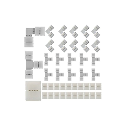 Mirthbuy - 40 connettori RGB LED per strisce luminose, 4 pin RGB, connettori angolari per strisce luminose, piastra girevole, fibbia a sgancio rapido precio