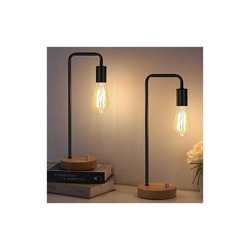 Set di 2 lampade da scrivania industriali, stile vintage, con base in legno, stile retrò, per camera da letto, soggiorno, ufficio, colore nero, precio