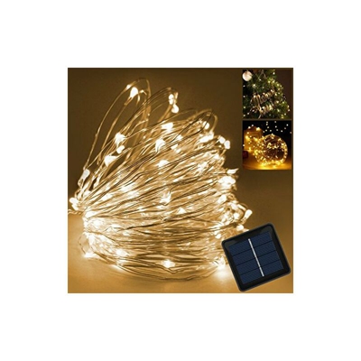 100 fari solari portatili e impermeabili a LED con sensore (1,2 V) per matrimonio, festa, Natale (Ip65) 15m Warm 15m Bianco - Samoleus
