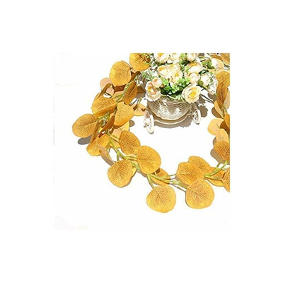 Fuchsun$$$ - Ghirlanda di foglie artificiali di eucalipto con foglie di fogliame, 20 LED, colore bianco caldo, per piante rampicanti e runner da