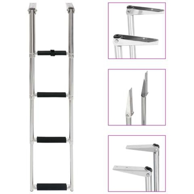 Scaletta Di Imbarco Pieghevole A 4 Gradini In Acciaio Inox