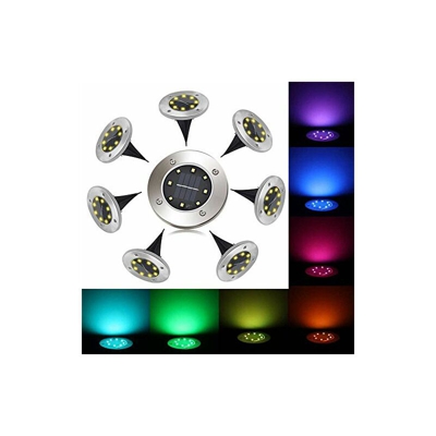 Luci solari a 8 LED, da giardino, a prova di acqua, IP65, per pavimenti in acciaio inox, per paesaggi, prato, cortile 8 Piezas multicolor - Pulchram