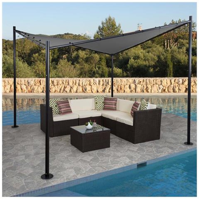 Gazebo Pergola Hwc-f85 Acciaio Poliestere 3x3m Antracite