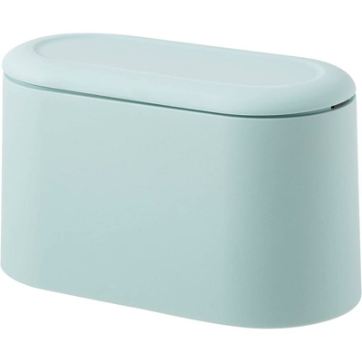 Mini pattumiera da appoggio per stampa, coperchio per cartucce, pattumiera, porta trucco, vanità, bagno, cucina, ufficio - blu - Litzee
