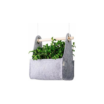 EH 04MS Swing, vasi da Giardinaggio sostenibili, Materiali Naturali (Feltro e Legno), Grigio, 27x17x14 - Equa