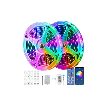 Striscia di luci a LED WiFi, con sincronizzazione musicale, funziona con Alexa, Google Home controllata da app intelligenti, luci LED da 15 m, 450