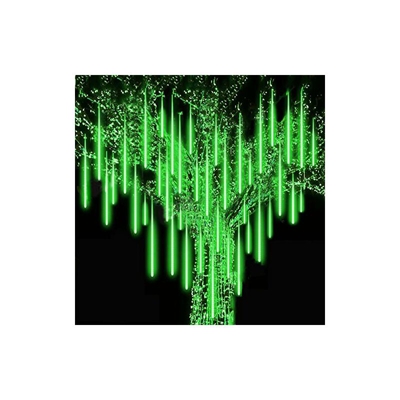 Meteorschauer - Catena luminosa con 8 tubi, IP65, impermeabile, per feste, giardino, matrimoni, Natale, decorazioni per interni (verde, 50) - Roytong