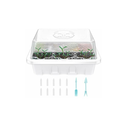 10 contenitori per semina con coperchio, mini serra per semina, trasparente, idratante, calore, vassoio per semina, 18 x 14 x 5 cm, con 12 celle, per en oferta