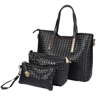 3 pezzi di borse per pannolini per bambini da donna: borsa a tracolla borsa da lettera-NERO