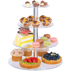 Alzata a 4 Piani, Alzatina con Vassoi Rotondi per Torte, Dolci, Biscotti, Frutta, in Acrilico, Trasparente precio