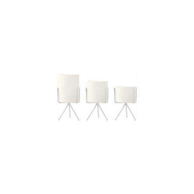 Supporto per fiori in metallo con vasi in ceramica, per piante e fiori, 3 coppie (bianco) - Ounona