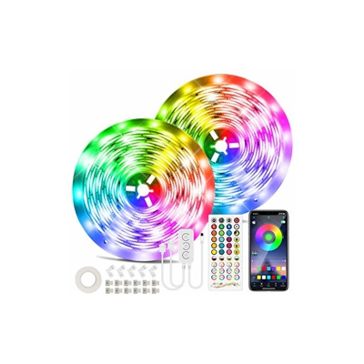 striscia LED da 20 m, con telecomando a infrarossi, controllo tramite app, funzione musicale 5050 RGB, 600 LED, autoadesiva, per camera da letto,