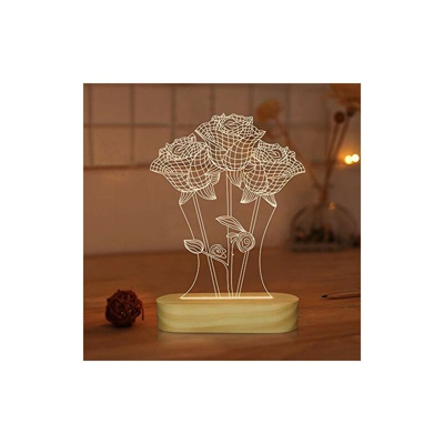Rose Lamp,Warm White LED Flower 3D Illusion Night Light,Romantic Gifts for Girlfriend,Cool Home Decor