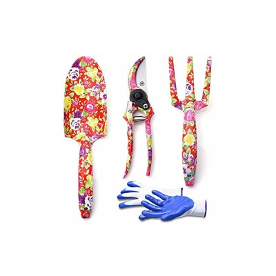 Set di attrezzi da giardino in alluminio, 3 pezzi, con guanti per gli amanti del giardino - Wolfwill