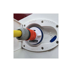 WATERTWIN - Adattatore per serbatoio acqua per camper e caravan, con doppio collegamento Gardena (adattatore per tappo serbatoio AG45 D:61) características