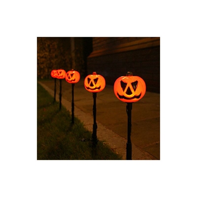 Fantastico set di 5 luci esterne a LED; Halloween, design zucca con faccia, di Festive Lights Zucca