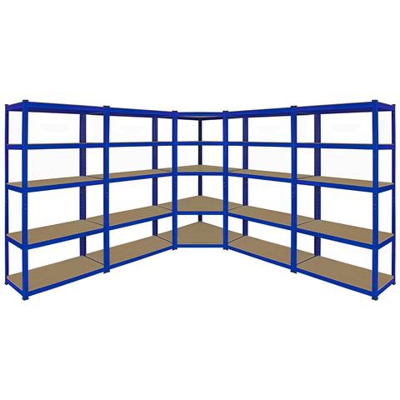 1 Scaffale Ad Angolo & 4 Scaffali In Acciaio Senza Bulloni T-Rax Blu 90cm X 45cm X 183cm