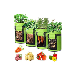 Borsa per coltivazione di patate e verdure, in tessuto non tessuto traspirante, con manici e patta di accesso, per patate, pomodori, carote, fragole, en oferta