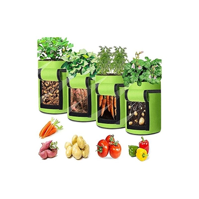 Borsa per coltivazione di patate e verdure, in tessuto non tessuto traspirante, con manici e patta di accesso, per patate, pomodori, carote, fragole,