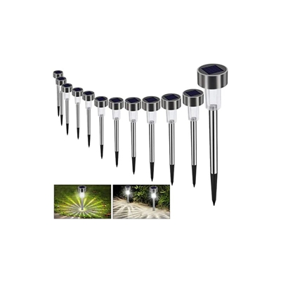 Lampada Solare da Giardino Lampada da Giardino LED 12PCS Impermeabile IP65 Illuminazione Esterno Lampade Solari Terra Sentieri Prati Luce Bianca