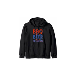 BBQ Beer Freedom American Flag Summer Grilling 4th of July Felpa con Cappuccio características