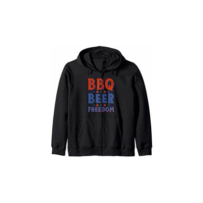 BBQ Beer Freedom American Flag Summer Grilling 4th of July Felpa con Cappuccio